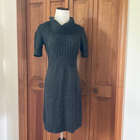 LOFT Charcoal Short Sleeve Sweater Dress, Size SP - Picture 1 of 8